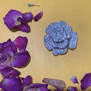 Rhinestone rose flower pin